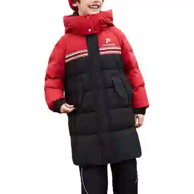 鸭鸭 云朵系列 简约大方中长连帽羽绒服 青少年