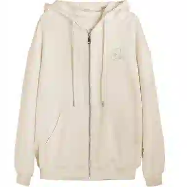 兔半眠 纯色拉链连帽卫衣制服上装 女款