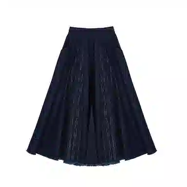 织造司 苍岚 牛仔汉元素圆领衫夹克外套改良毛边破裙原创唐制汉服 女款 深蓝色