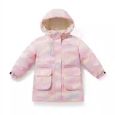 青蛙王子 晕染中长款连帽加厚防风羽绒服 中小童