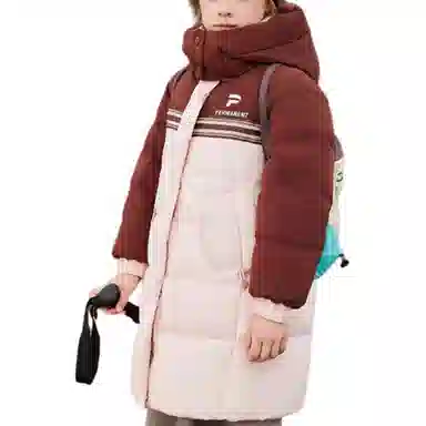 鸭鸭 云朵系列 简约大方中长连帽羽绒服 青少年