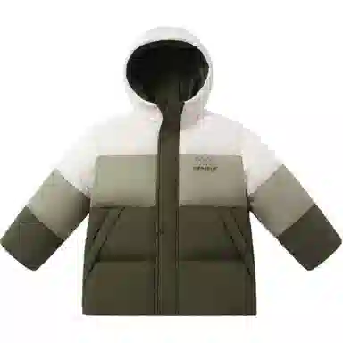 青蛙王子 时尚拼色拉链连帽保暖长袖羽绒服 中小童