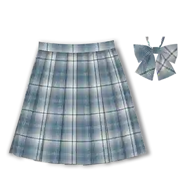 豹了个猫 格子短款高腰宽松百褶裙制服裙装