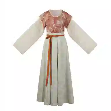 织造司 碧城 唐制拼色印花唐褙子圆领衫八破裙三套装原创汉服 女款