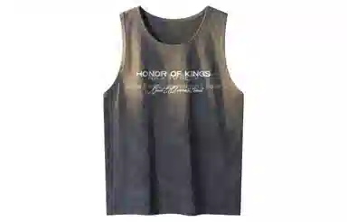 王者荣耀 标语款 美式复古扎染圆领字母宽松舒适百搭居家运动健身显肌肉透气排汗休闲背心 男女同款