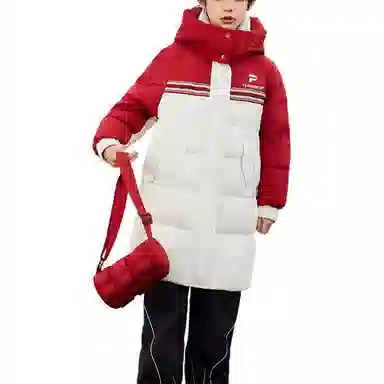 鸭鸭 云朵系列 简约大方中长连帽羽绒服 青少年