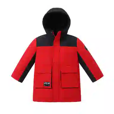 青蛙王子 时尚洋气连帽落肩拼色长袖羽绒服 青少年