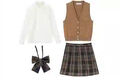 东鲸岁时记 贝壳扣马甲长袖衬衫毛衣制服套装 女款