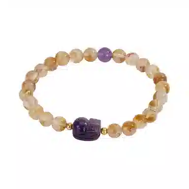 遇点 时尚轻奢风貔貅 #好运时尚简约优雅精致高级感设计手饰品 精美礼盒天然 黄水晶 手串 女款