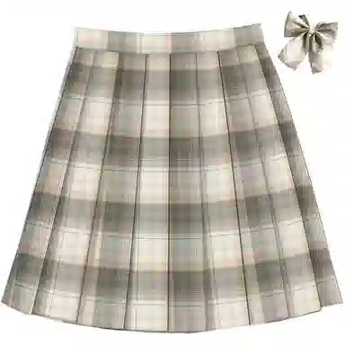 兔半眠 格纹短款百褶制服裙装制服 女款 浅绿色