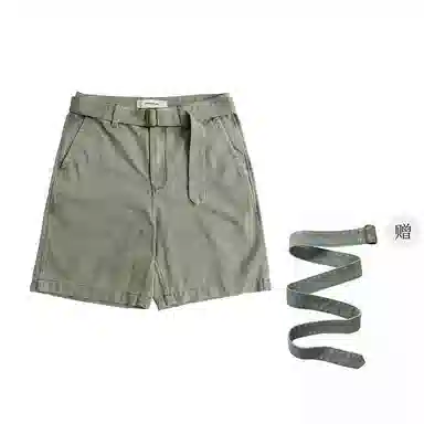 实年服工 单件手作系列 重磅水洗宽松纯色休闲透气五分工装短裤 男款