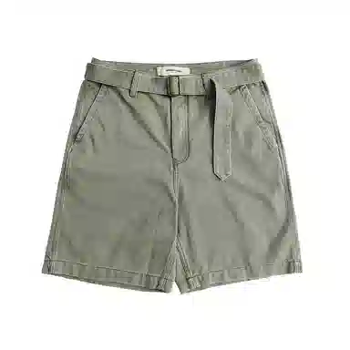 实年服工 单件手作系列 重磅水洗宽松纯色休闲透气五分工装短裤 男款