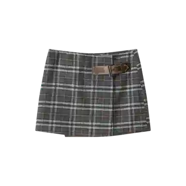 YINLEI Retro Plaid High Waist Skirt