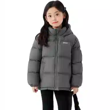 左西 连帽简约字母长袖羽绒服 儿童款