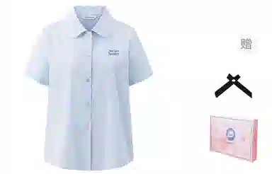 东鲸岁时记 纯色休闲简约衬衣小个子衬衫 女款 礼盒装 蓝色衬衫 买赠交叉领结