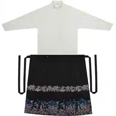 织造司 曲径幽兰 原创立领琵琶袖短袄通勤马面裙秋冬日常明制汉服 女款 黑色