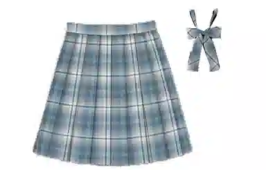 豹了个猫 格子短款高腰宽松百褶裙制服裙装