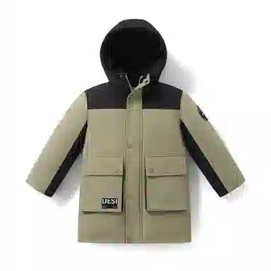 青蛙王子 时尚洋气连帽落肩拼色长袖羽绒服 青少年