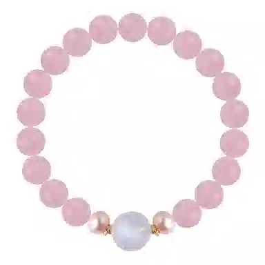 【桃花流水】 凤凰涅磐 浪漫粉晶白月光转运珠淡水珍珠手饰品 新中式原创设计小众高级感#好运 粉水晶 手串 女款