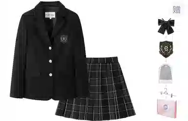 东鲸岁时记 学院风修身西服格子伯克利半身裙制服 女款