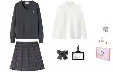 东鲸岁时记 慵懒风宽松高级感学院风舒适套头针织衫长袖衬衫经典格子百褶短裙制服 女款