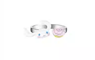 潮色绘 玉桂狗 三丽鸥小众设计开口可调节设计大耳狗联名 铜 戒指 女款