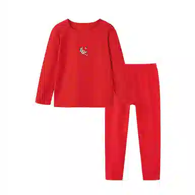 英氏 新年红本命年套头长袖秋衣秋裤适中内衣裤套装 儿童款