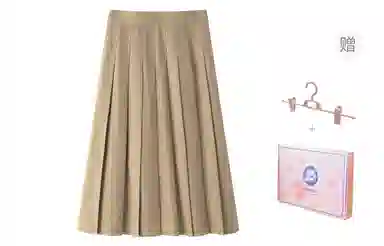 东鲸岁时记 学院风时尚纯色中腰百褶长款半身休闲长裙 女款 棕色