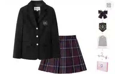 东鲸岁时记 学院风修身西服格子伯克利半身裙制服 女款