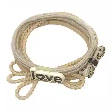 简应舒 波点蝴蝶结简约 亚麻 发圈 男女同款情侣款