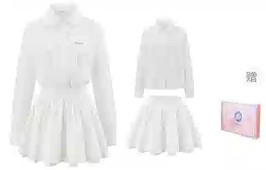 东鲸岁时记 法式气质长袖衬衫设计感小众蛋糕裙裙装套装 女款 礼盒装 长袖衬衫+白色短裙（含打底裤） 买赠衣架