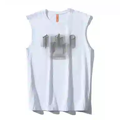 乱步 纯棉美式字母渐变嘻哈街头无袖坎肩夏季运动背心 男女同款