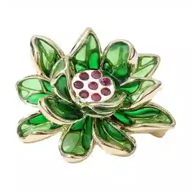 山一丸 西装配饰防走光丝巾扣复古中国风搭配莲花小 优质环保铜·滴油 胸针 女款