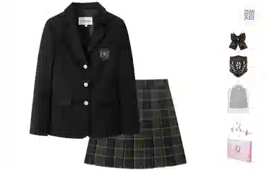 东鲸岁时记 学院风修身西服格子伯克利半身裙制服 女款
