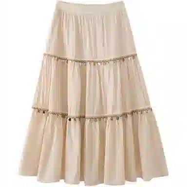 柳絮自制 简约百搭纯色休闲长裙 女款 波西杏