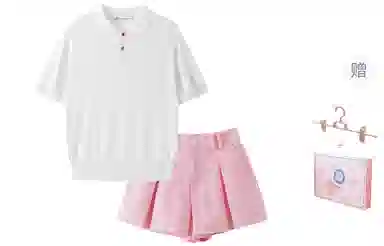 东鲸岁时记 可爱风纯色休闲上衣短袖短款下衣制服 女款 白色