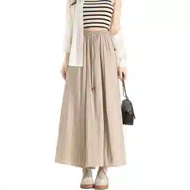 法文箱子 纯色中腰中长款休闲长裙 女款