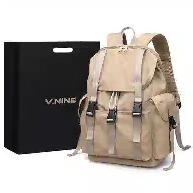 V.NINE Trendy Backpack Khaki Black
