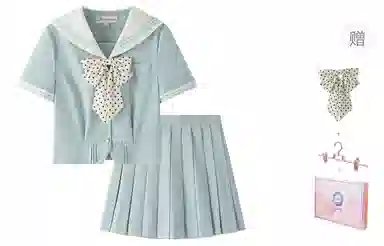 东鲸岁时记 学院风海军领短袖上衣通勤舒适半身裙制服 女款 薄荷绿