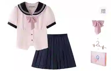 东鲸岁时记 舒适宽松甜美短袖衬衫纯色简约百褶裙制服 女款