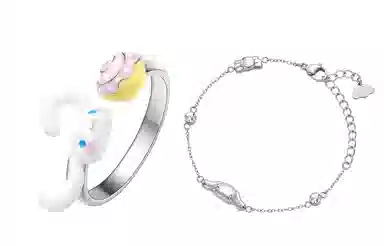 潮色绘 玉桂狗 三丽鸥小众设计开口可调节设计大耳狗联名 铜 戒指 女款