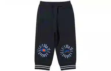 李宁儿童 童装 时尚生活系列 纯色中腰七分束脚针织运动裤 婴童 水墨黑