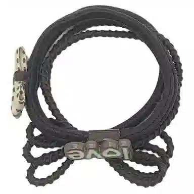 简应舒 波点蝴蝶结简约 亚麻 发圈 男女同款情侣款