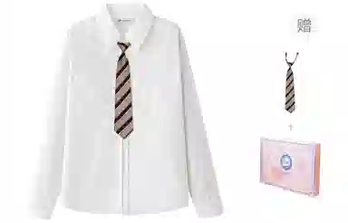 东鲸岁时记 学院风高级感翻领短款气质上衣简约温柔风职场辣妹舒适通勤长袖衬衫制服 春秋季 女款 礼盒装 白色