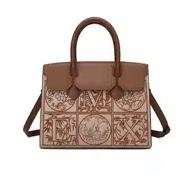 稻草人 高级感优雅国风刺绣妈妈包气质实用通勤 聚氨酯革 斜挎手提包 女款 多色