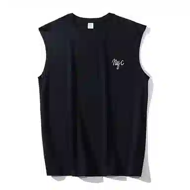 乱步 重磅纯棉手绘涂鸦坎肩美式运动休闲圆领宽松背心 男女同款