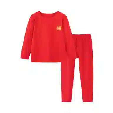 英氏 新年红本命年套头长袖秋衣秋裤适中内衣裤套装 儿童款
