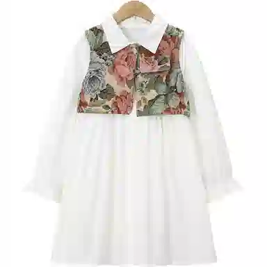 梦特娇 花色设计马甲纯棉裙装套装 儿童款