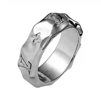 LOUIS VUITTON Carved Metal Ring Silver