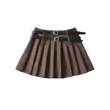 怪力萝莉 高腰纯色修身百褶裙休闲短裙 女款